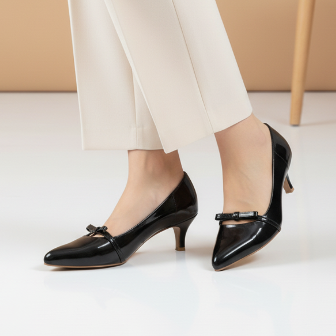 Black Bow Court Shoes