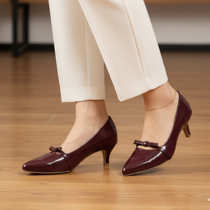 Cherry Red Bow Court Shoes
