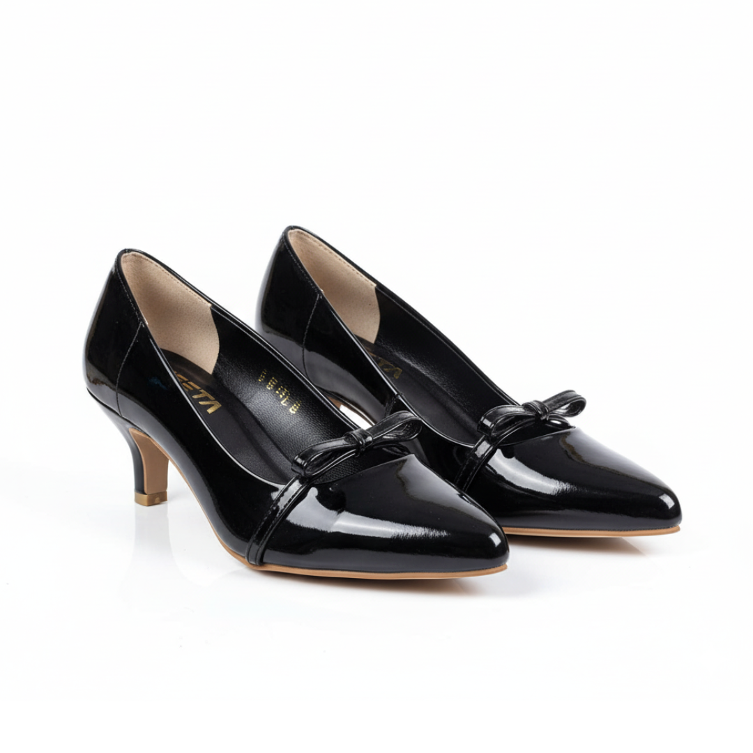 Black Bow Court Shoes 647-7
