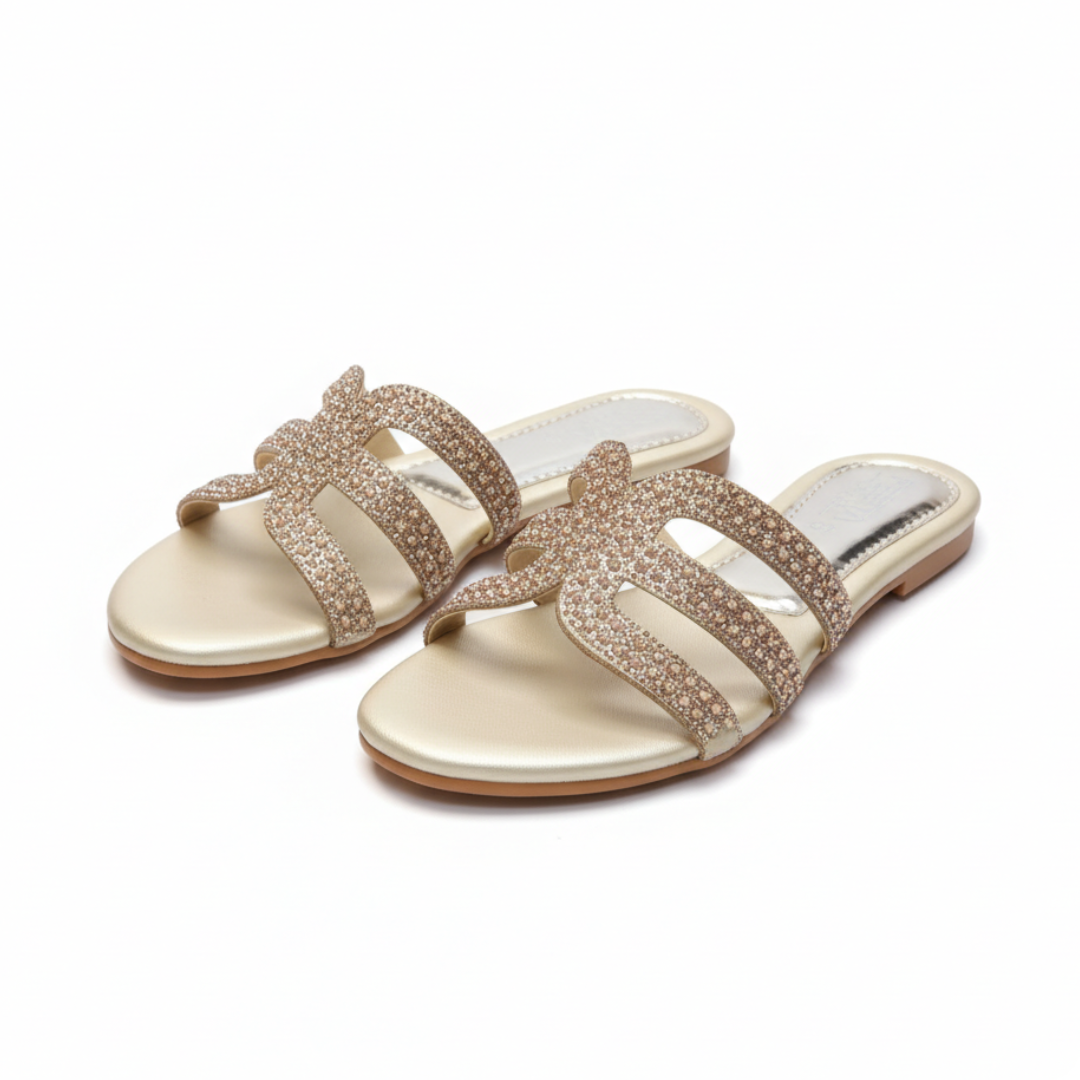 Rhinestone Slide Flats 344 - Golden