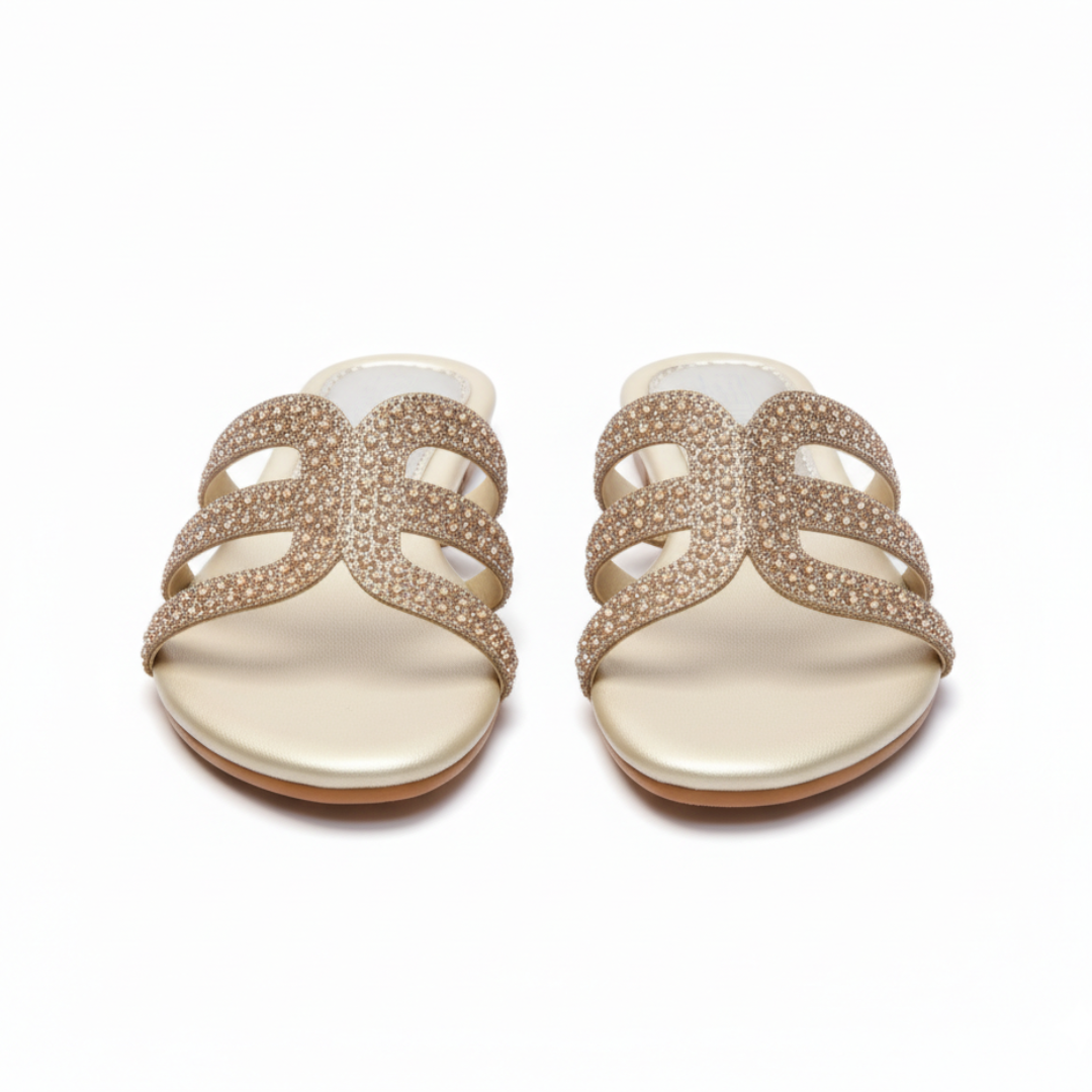 Rhinestone Slide Flats 344 - Golden