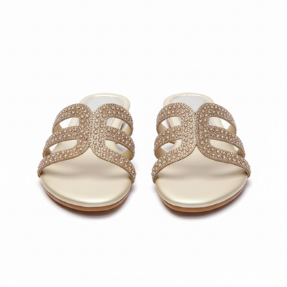 Rhinestone Slide Flats 344 - Golden