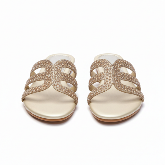 Rhinestone Slide Flats 344 - Golden