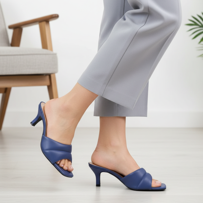 Blue Open Kitten Heel Slippers 448-7