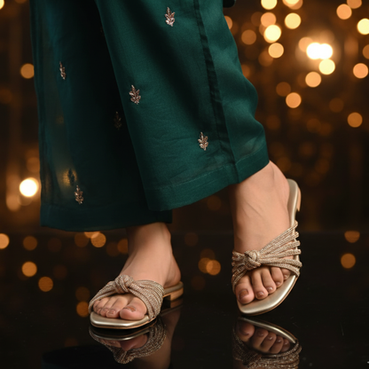 Eterna Spark Knot Slide Flats - Golden 313-7