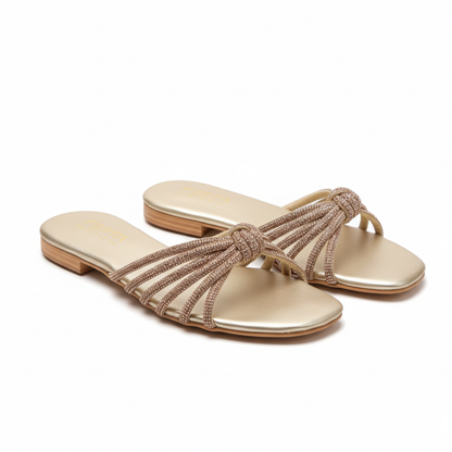 Eterna Spark Knot Slide Flats - Golden 313-7