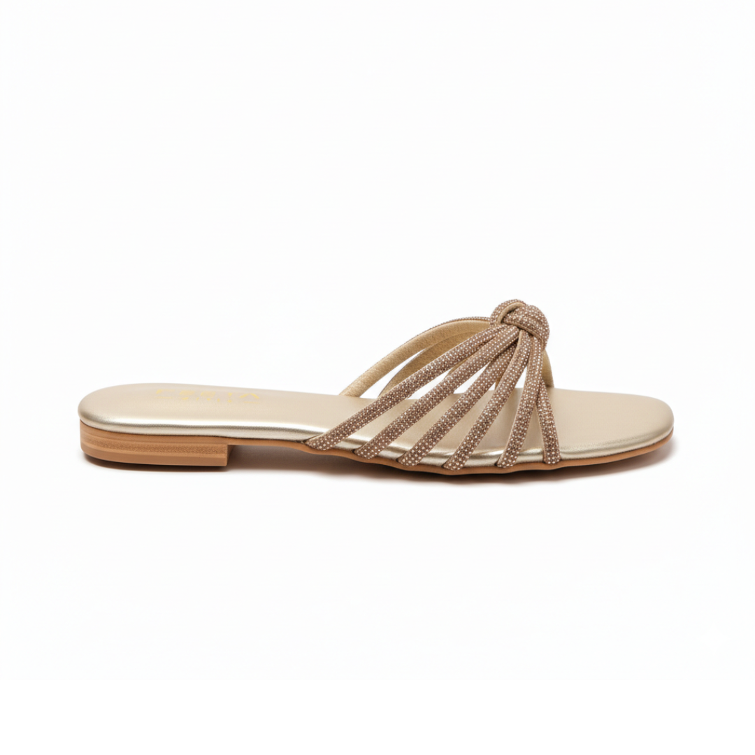 Eterna Spark Knot Slide Flats - Golden 313-7