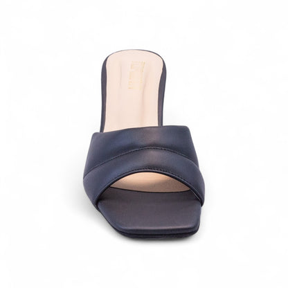 Black Open Kitten Heel Slippers 448-7