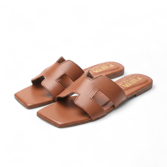 H Style Flat Slippers - Mustard 338-7