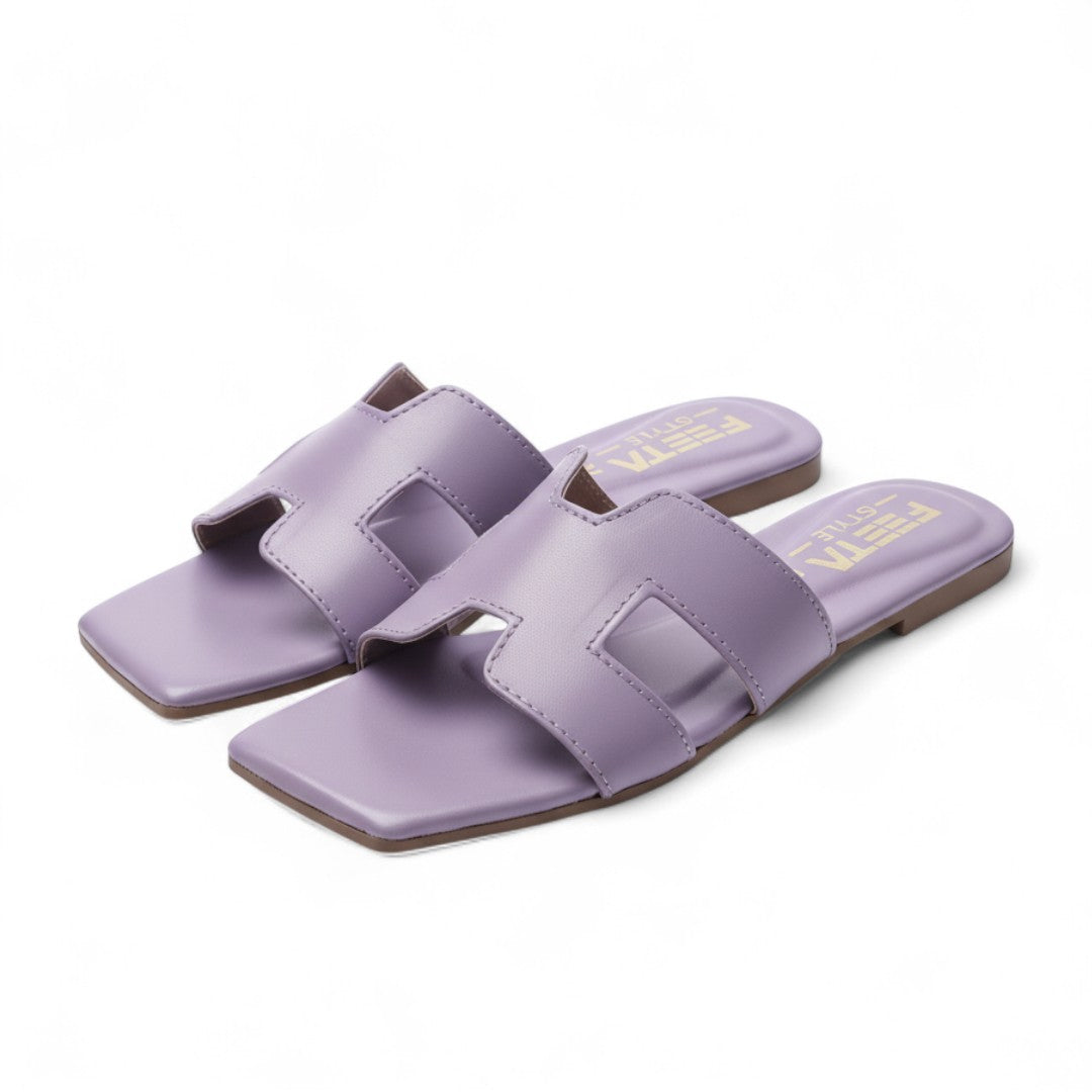 H Style Flat Slippers - Lilac 338-7