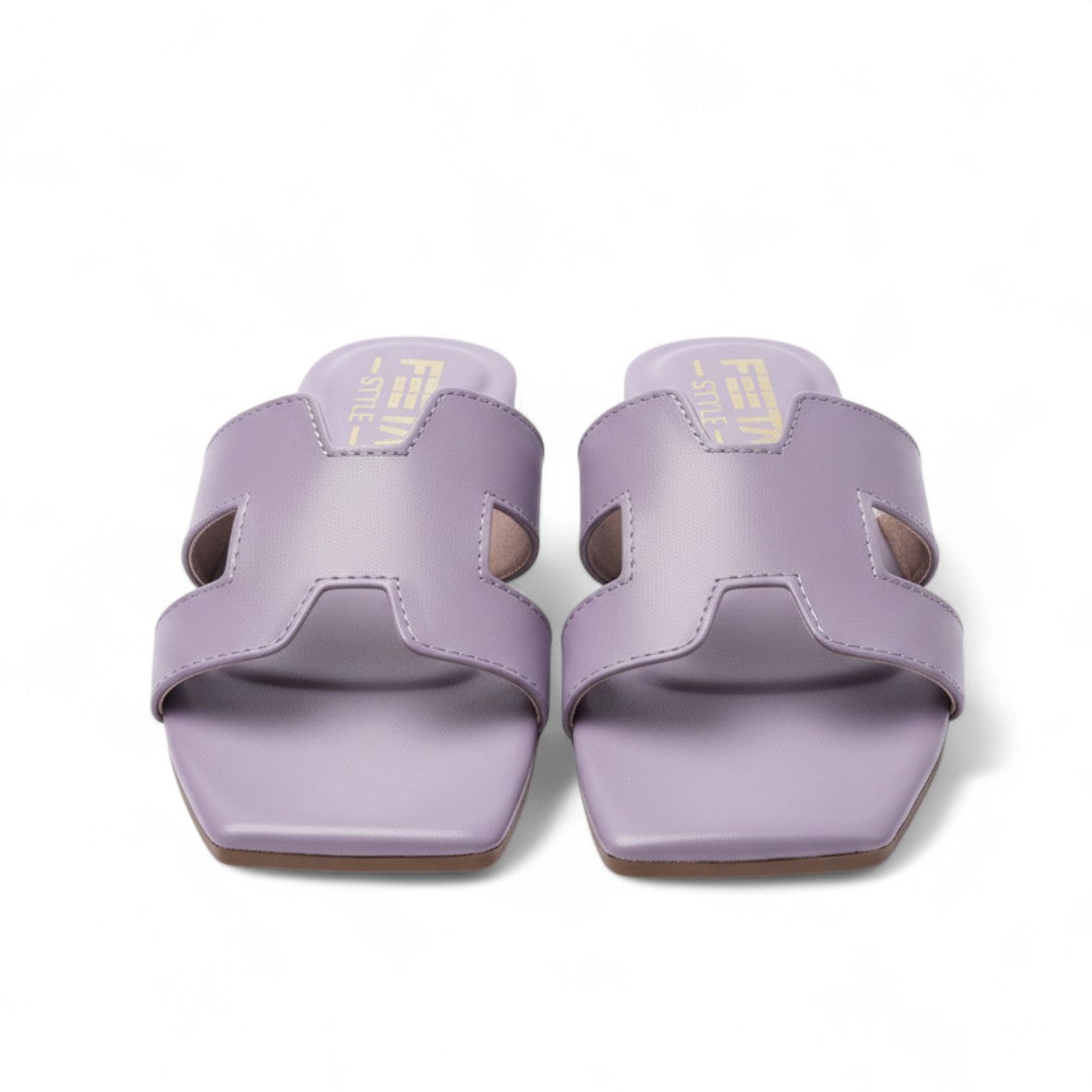 H Style Flat Slippers - Lilac 338-7