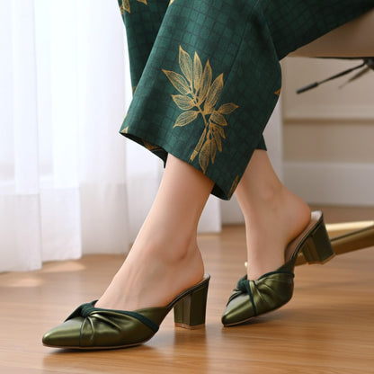 Emerald Luxe Knotted Block Heels – 447-7