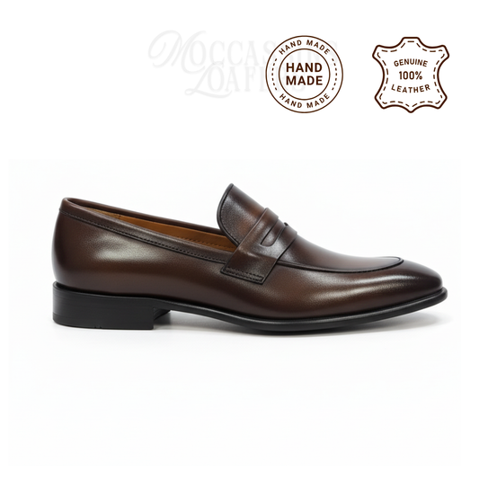 Men Leather Moccassin T-Brown - 2013