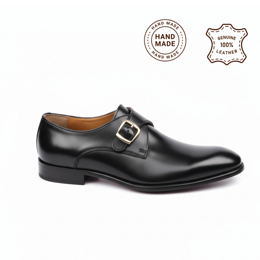 Single Monk Strap Leather Black- 2080