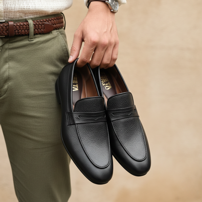Leather Penny Loafers Black - 2011