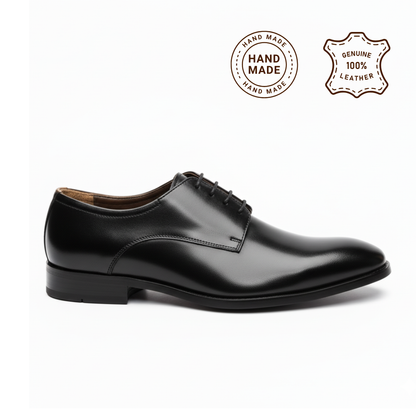 Black Leather Derby Shoes -1021