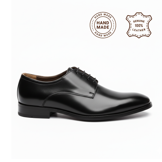 Black Leather Derby Shoes -1021