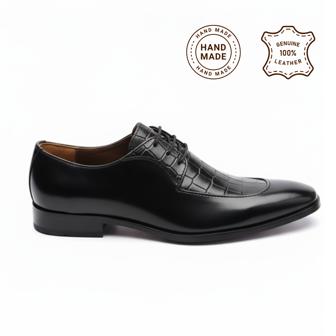 Men Leather Derby Black- 1020
