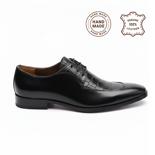 Men Leather Derby Black- 1020
