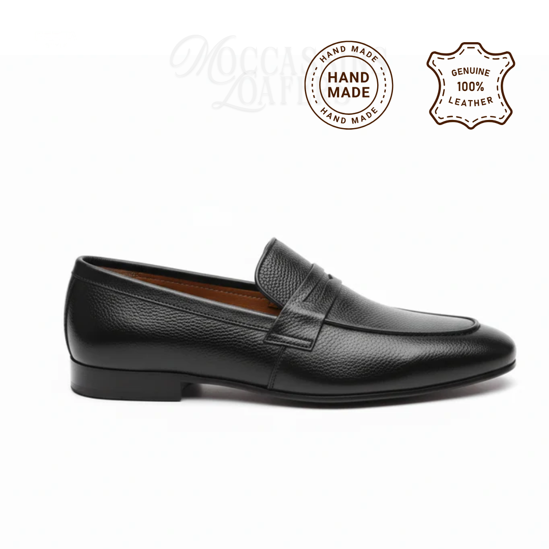Leather Penny Loafers Black - 2011