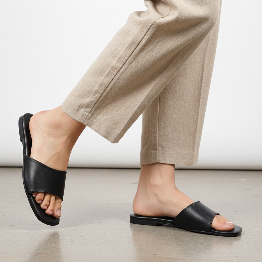 Black Soft Comfort Slip On Flats