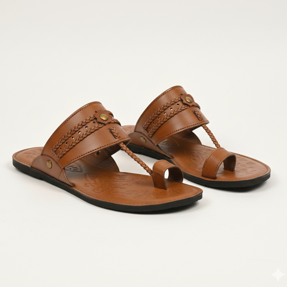 Men Mustard Kolhapuri Chappal