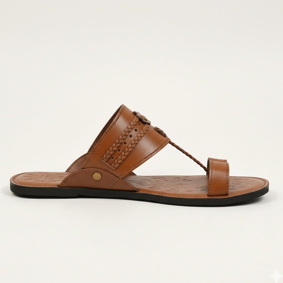 Men Mustard Kolhapuri Chappal
