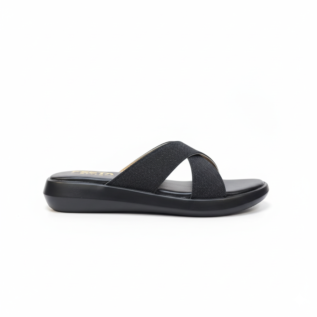 Black Comfy Casual Slippers 472-7