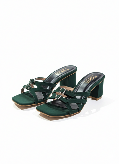 Emerald Buckle Heels - Green – 420-7