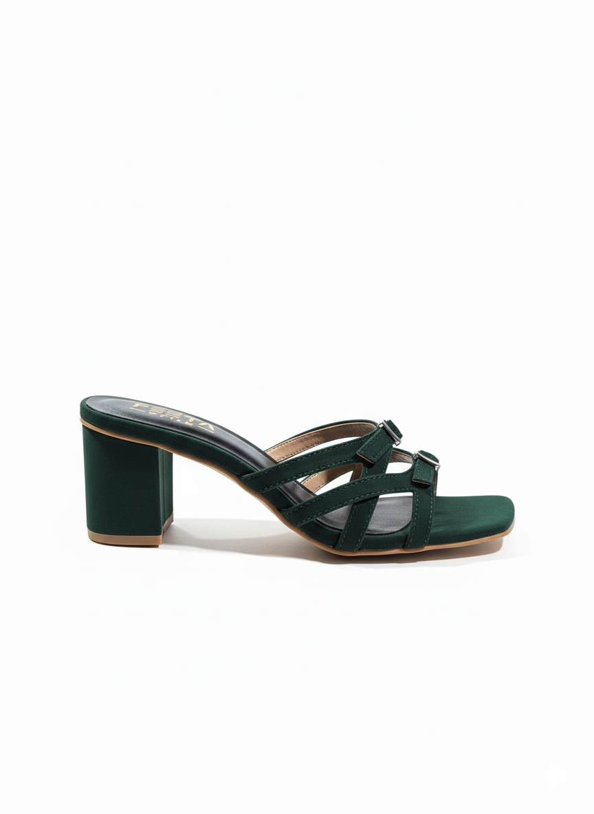 Emerald Buckle Heels - Green – 420-7