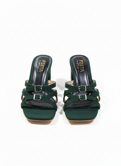 Emerald Buckle Heels - Green – 420-7