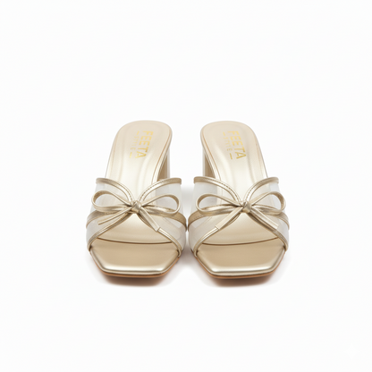 Whisper Bow Heels - Beige Gold – 423-7