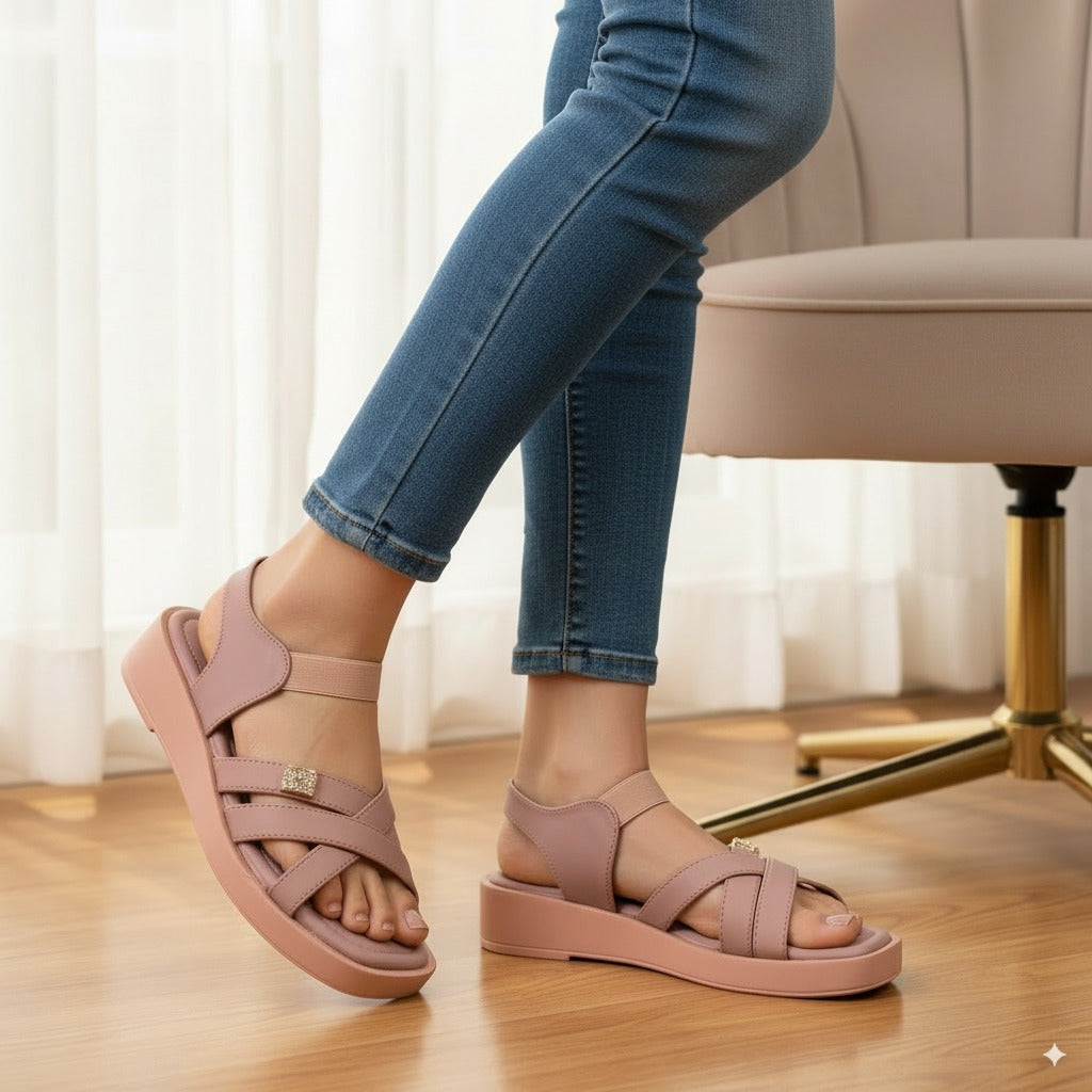 Pink Cross Strap Sandals 953-7