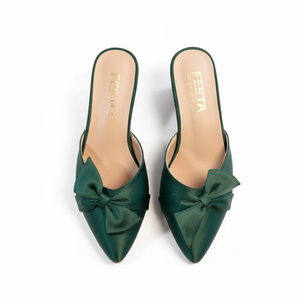 Green Formal Block Heel Pumps 651-7