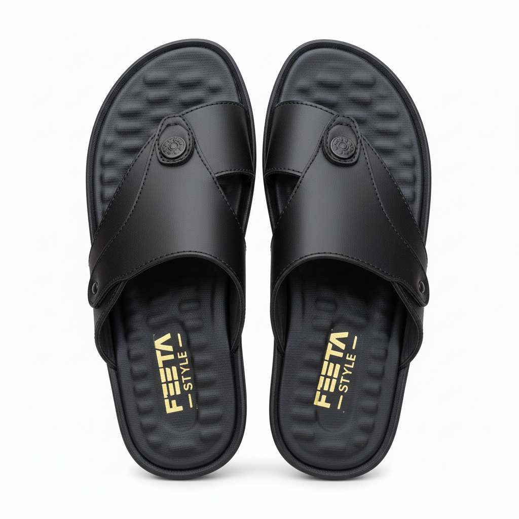Men Slippers Black 4008-8