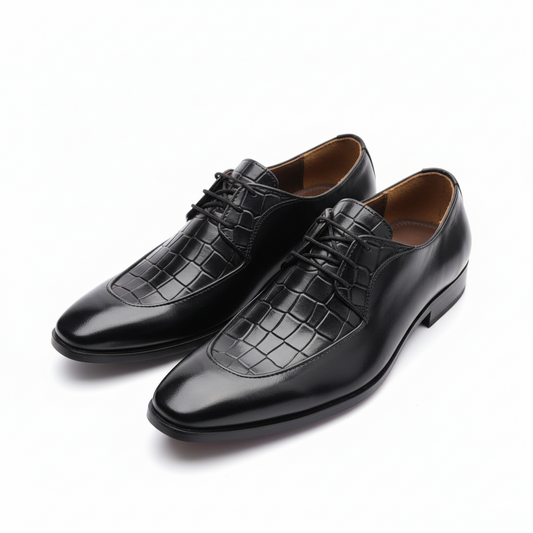 Men Leather Derby Black- 1020