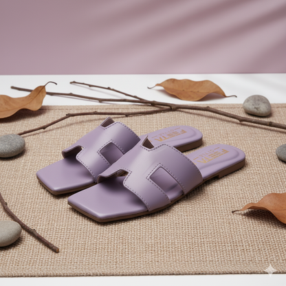 H Style Flat Slippers - Lilac 338-7