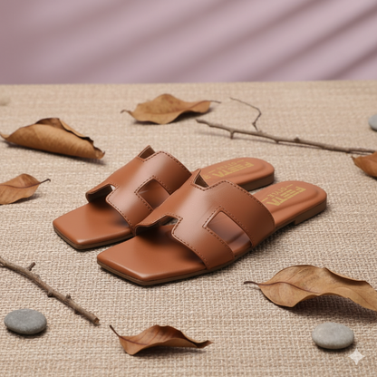 H Style Flat Slippers - Mustard 338-7