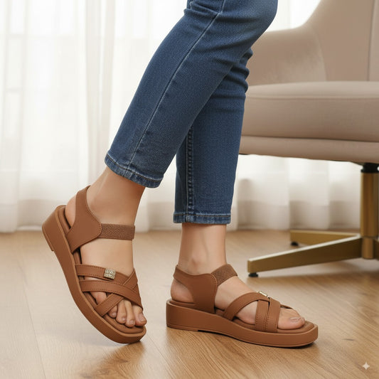 Mustard Cross Strap Sandals 953-7