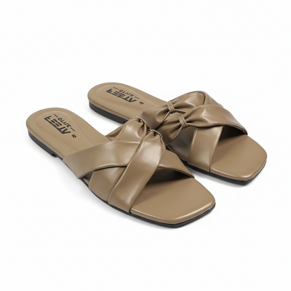 Beige Double Twin Knotted Flats 316-7