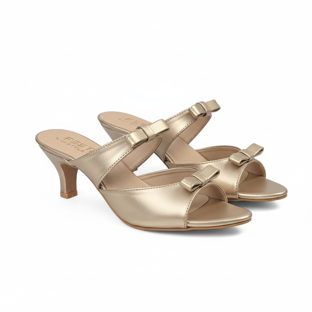 Golden Glow Bow Mule Heels 408-7