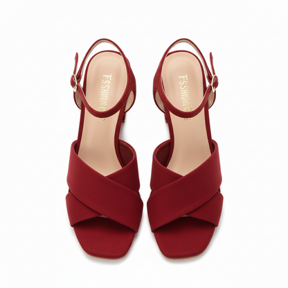 Red Cross Strap Sandals - 828-7