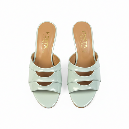 Mint Aqua Luxe Mule Heels 403-7