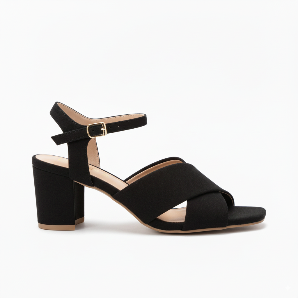 Black Cross Strap Sandals - 828-7