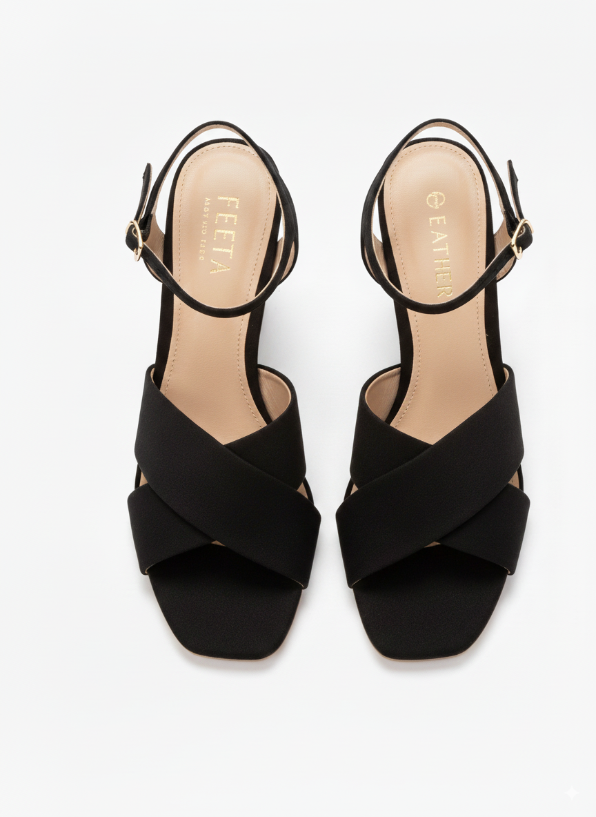 Black Cross Strap Sandals - 828-7