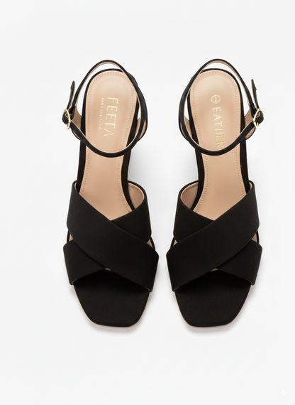 Black Cross Strap Sandals - 828-7