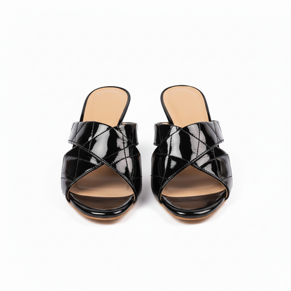 Black Crisscross Mule Heels 405-7