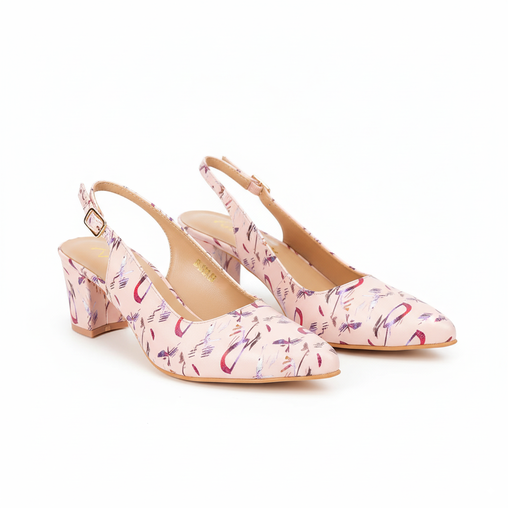 Rose Pastel Closed Toe Heel Slingbacks 844-7