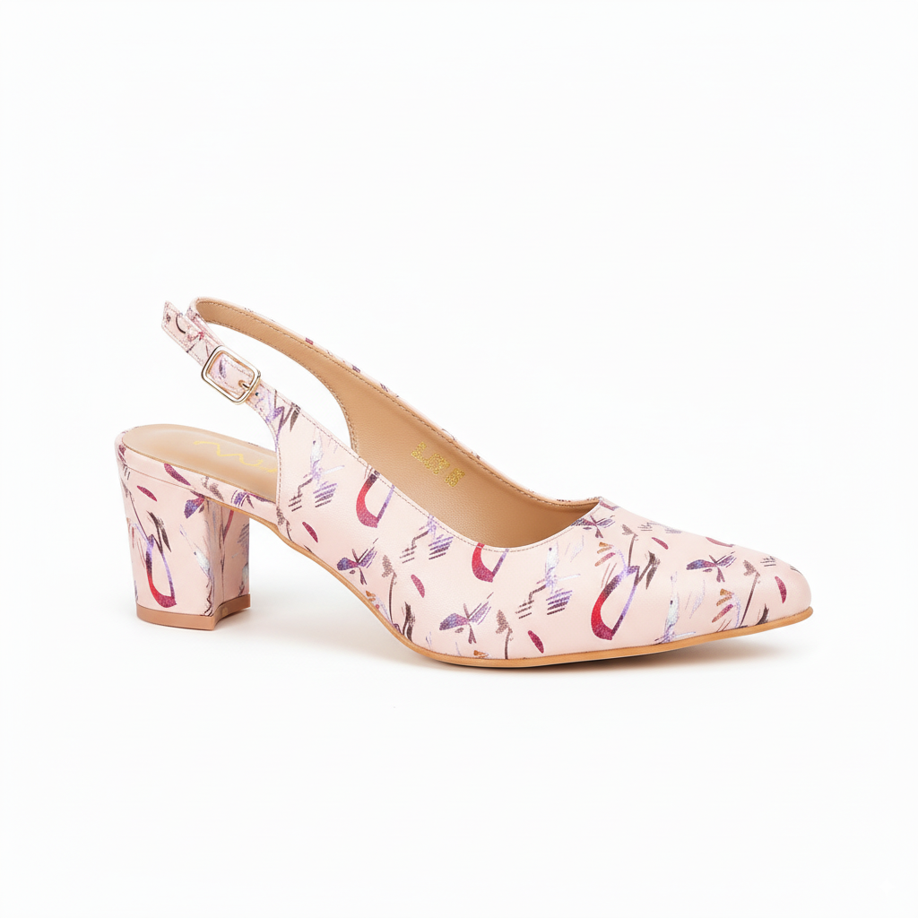 Rose Pastel Closed Toe Heel Slingbacks 844-7