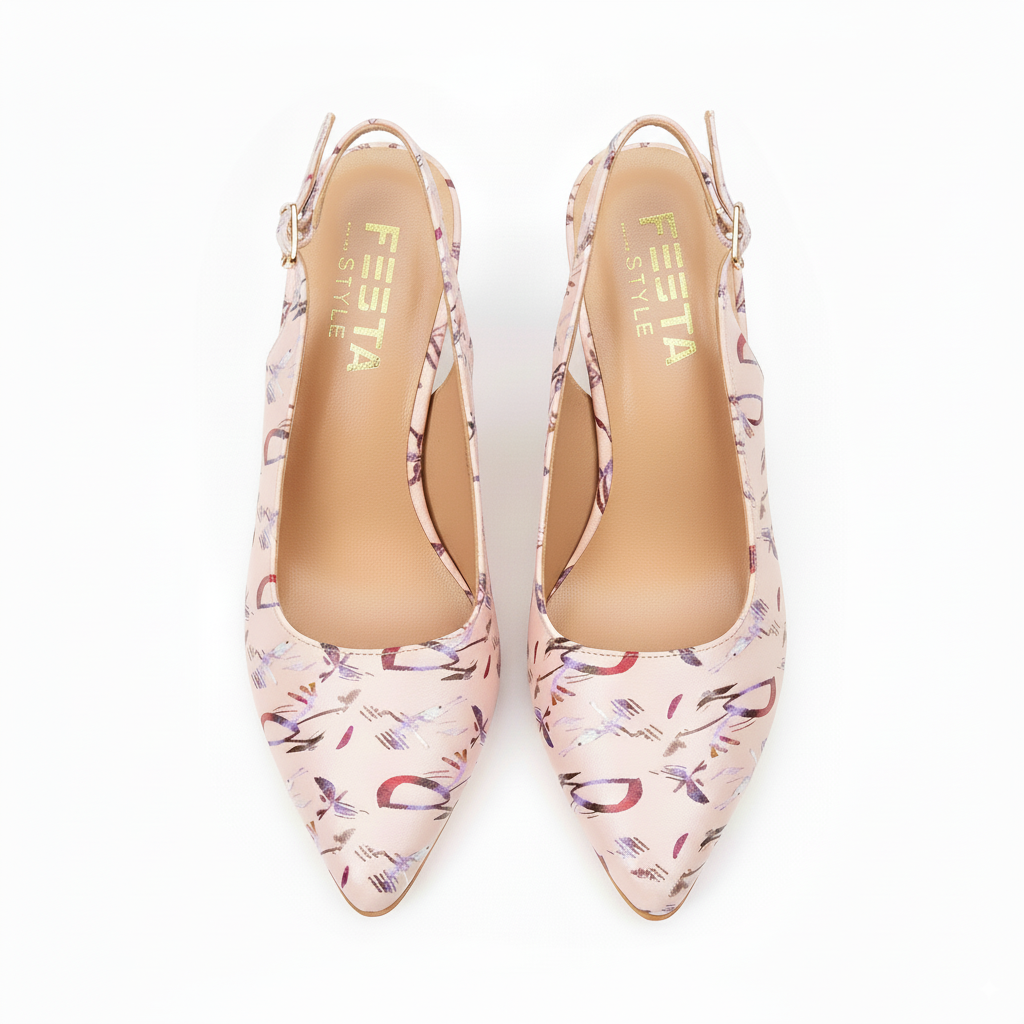 Rose Pastel Closed Toe Heel Slingbacks 844-7